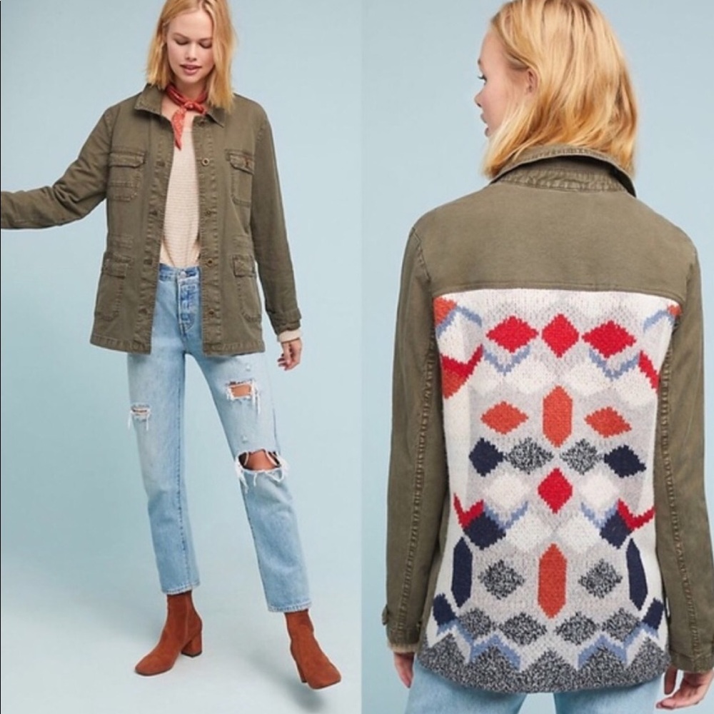 NWT Anthropologie Knit-Back Anorak Army Jacket